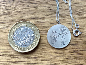 Silver Necklace With Hand Engraved Children's Drawing, 4 of 4