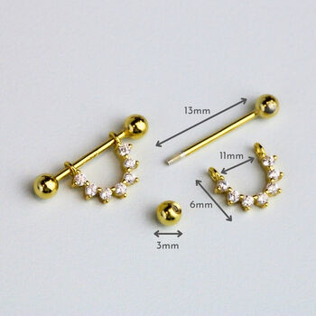 Sterling Silver Crystal Spike Cuff Stud Earrings, 4 of 5