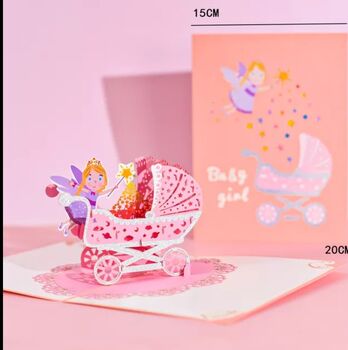 Pop Up 3D Newborn Baby Girl Card, 3 of 3