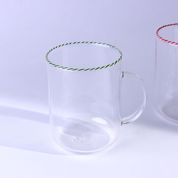 G Decor The Twist Rim Handcrafted Glassware Collection Tea Cups And Coffee Mugs In Red, Blue And Green, 3 of 6