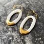 Porcelain Hoop Earrings Plated With Gold, thumbnail 1 of 8