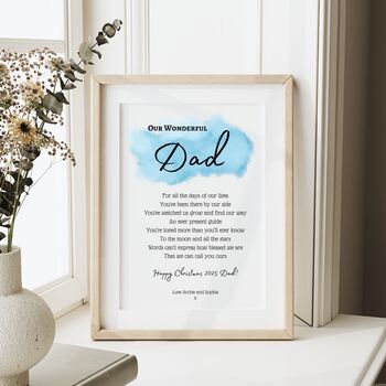 Personalised Christmas Poem Print For Dad | Sentimental Verse Gift, Our Dad Or My Dad, 2 of 10