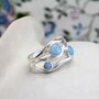 Handmade Three Blue Fire Opal Gemstone Ring, thumbnail 5 of 7