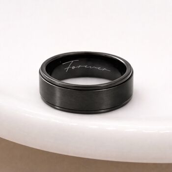 Men’s Personalised Black Stainless Steel Wide Spinner Ring – 8mm, 6 of 10