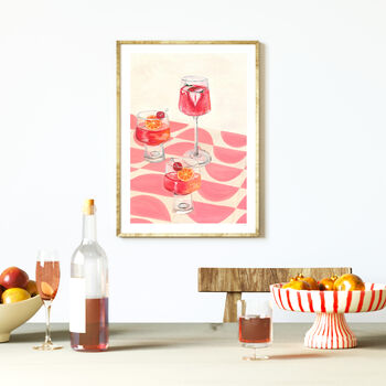 Pink Cocktails Retro Kitchen Print, 3 of 8