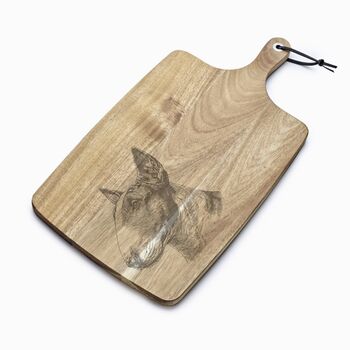 Personalised English Bull Terrier Engraved Acacia Serving Board, 5 of 8