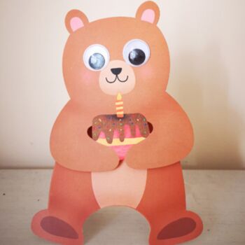 Friendly Bear 3D Wobbly Eyes Birthday Card, 2 of 2