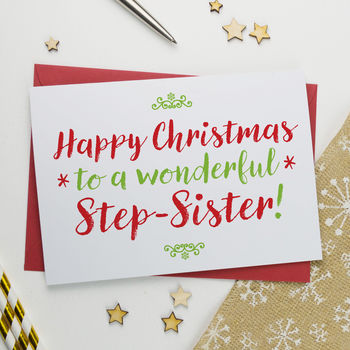 Christmas Card For Wonderful Step Sister By A Is For Alphabet ...