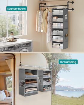 Six Tier Hanging Wardrobe Organiser Shelf, 6 of 7