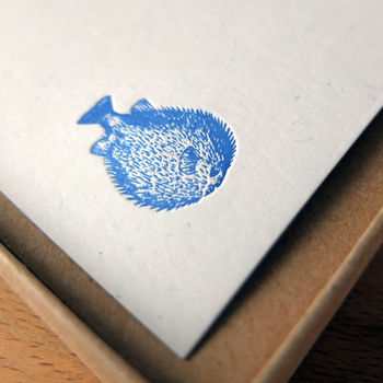 Pufferfish Letterpress Notecard Set Of Six, 2 of 3