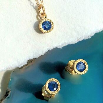 Sapphire Rose Gold Plated Silver September Birthstone Necklace, 3 of 7