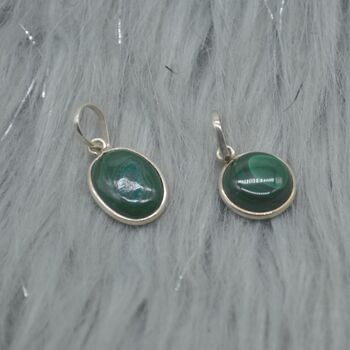 Malachite Pendant: Sterling Silver, Green Gemstone, 2 of 5
