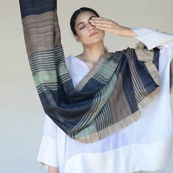 Pure 'Peace Silk' Handwoven Hand Block Printed Shawl, 2 of 5