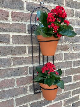 Wall Plant Pot Hanger 70cm Black Metal Garden Wall Planter Holder Bracket, 5 of 10