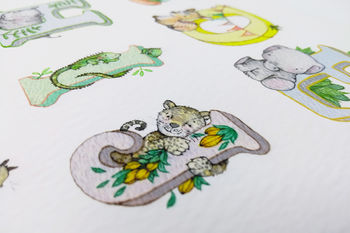 Kid's Bright Jungle Animal Alphabet Nursery Art Print, 3 of 9