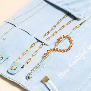 Personalised Blue Floral Embroidered Jewellery Roll, 5 of 5