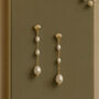 Handmade Pearl Drop Earrings “Lucille” – Gold Filled Or Sterling Silver Fan Design Jewellery Made In England, thumbnail 1 of 10