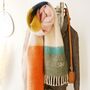 Personalised Soft Khaki And Mustard Colour Block Scarf, thumbnail 1 of 5