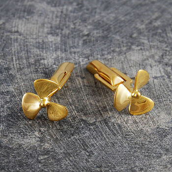 Nautical Propeller Gold Plated Sterling Silver Cufflinks, 3 of 7