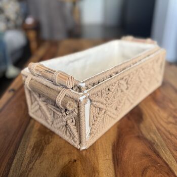 Set Of Two Macrame Skincare Makeup Organiser Storage, 4 of 11