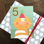 Gold Foiled Cat 5th Birthday Card, thumbnail 1 of 5