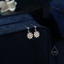 Sterling Silver Daisy Drop Stud Earrings, thumbnail 3 of 10