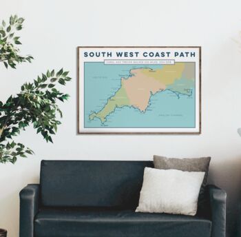 Personalised South West Coast Path Map Art Print, 2 of 11
