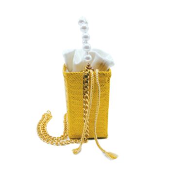 Tuparro Yellow Small Handwoven Straw Basket Bag, 3 of 7