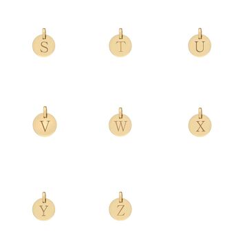 Hobury 9ct Yellow Gold Disc Engraved Initial Pendant, 4 of 7