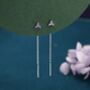 Sterling Silver Purple Cz Trio Flower Threader Earrings, thumbnail 1 of 11