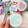 Mini Embroidery Hoop Shelf Decor For Readers, thumbnail 6 of 10