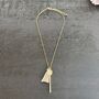 Gold Plated Charm And Grey Tassel Necklace, thumbnail 2 of 4