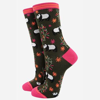 Pandas Parakeets Jungle Animals Women's Bamboo Socks Gift Box, 2 of 4