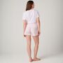 Women's 'Shell Pink' Satin Stripe Cotton Sleep Shorts, thumbnail 3 of 4