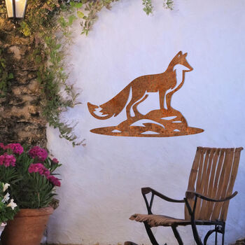 Standing Fox Metal Wall Art For Garden, Animal Decor Gift, 8 of 10