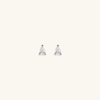 Pear Stud Earrings Silver, 2 of 3