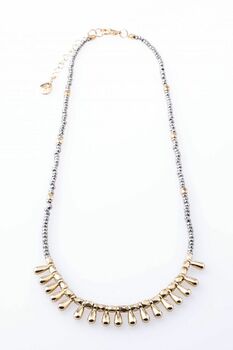 Grey Bead And Gold Plated Droplet Necklace, 2 of 3