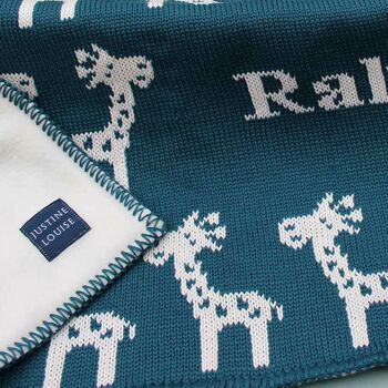 Personalised Knitted Giraffe Baby Blanket, 4 of 12