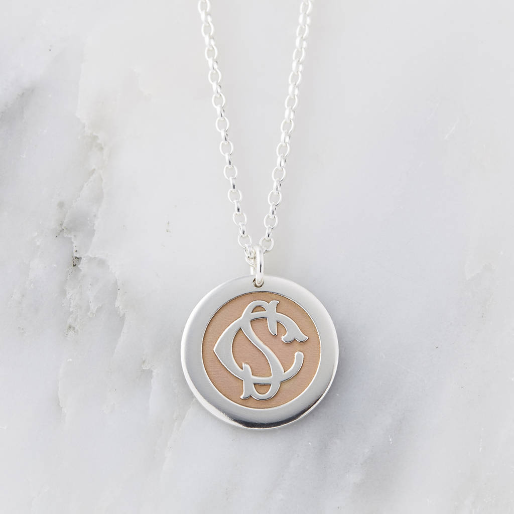 Sterling Silver Rose Gold Plated Monogram Necklace, 1 of 7