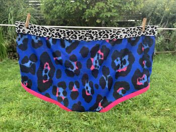 Ladies Boxer Shorts Blue Leopard Print, 2 of 6