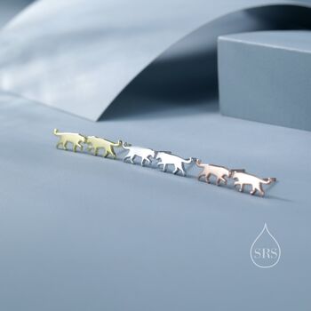 Tiny Leopard Silhouette Stud Earrings In Sterling Silver, 4 of 12