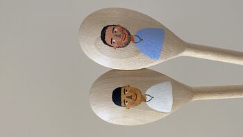 Handpainted Custom Wooden Spoon Couples Set, 5 of 9