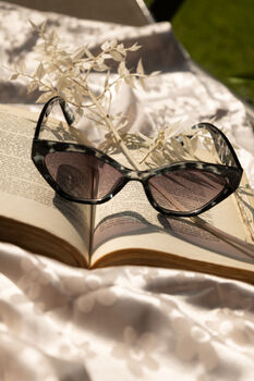 Grey Tortoise Shell Thick Diamond Frame Sunglasses, 8 of 12
