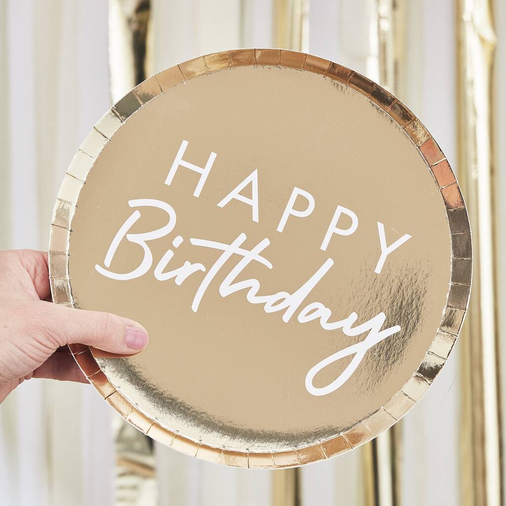 Gold Foiled Happy Birthday Plate, 1 of 2