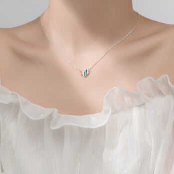 Sterling Silver Rainbow Heart Pendant Necklace, 2 of 5