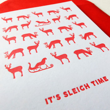 'It’s Sleigh Time' Letterpress Christmas Cards, 3 of 4