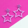 Star Cut Out Pastel Blue Earrings, thumbnail 2 of 6