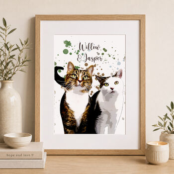 Personalised Pet Cat Portrait Print Gift, 4 of 4