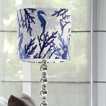 Coral And Seahorse, Blue And White Lamp Shade, 5 of 5