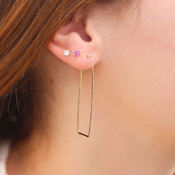 Rectangle Hoop Earrings In 14k Gold Filled, 3 of 9